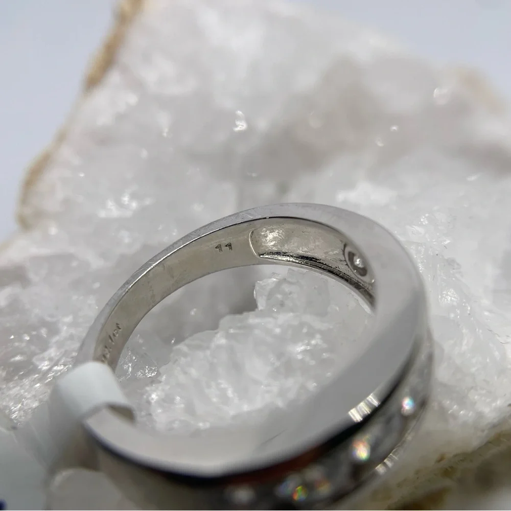 Mens 7 Stone Moissanite Band Anniversary Ring Wedding Band 925 18K GRA